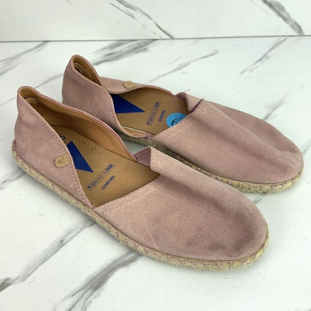 VERBENAS Spain Carmen Rose Suede Leather Espadrilles Slip On Flats Size 7.5 - 38